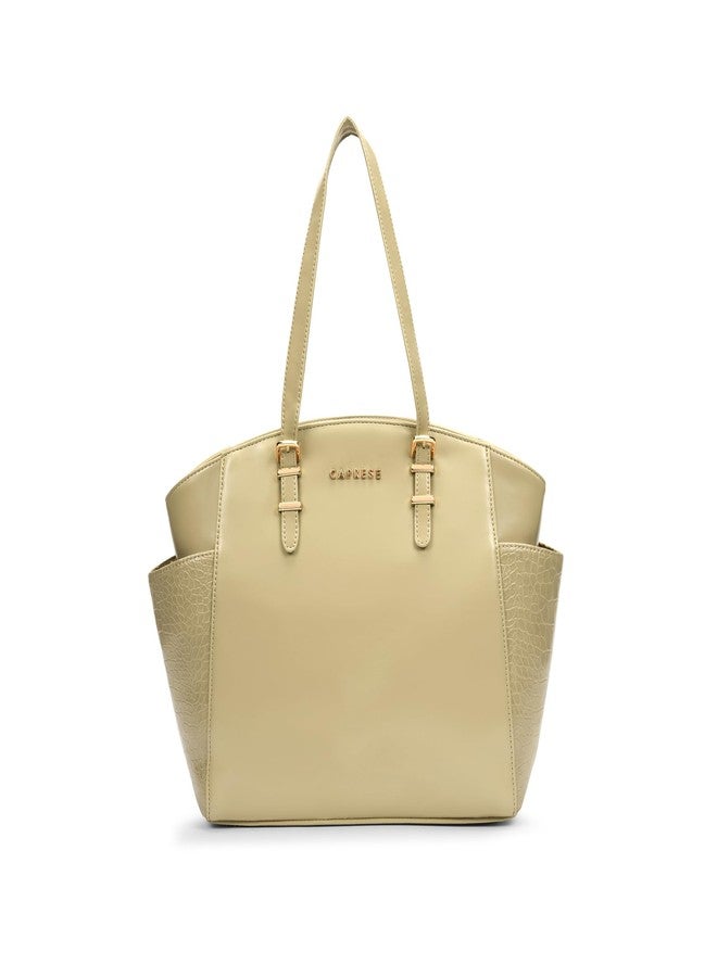 كابريس حقيبة كابريس مايسي متوسطة الحجم بلون الشوفان الألبي للنساء | حقيبة كتف من الجلد الصناعي المتين مع مساحة داخلية واسعة وإغلاق بسحاب | تتسع لأجهزة الكمبيوتر المحمولة حتى 16 بوصة | مناسبة للاستخدام في المكتب والسفر (لون الشوفان الألبي) - Image 1